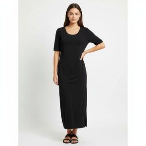 GILI Got it Love It Dress Womens Size S Black Midi  Scoop Neck